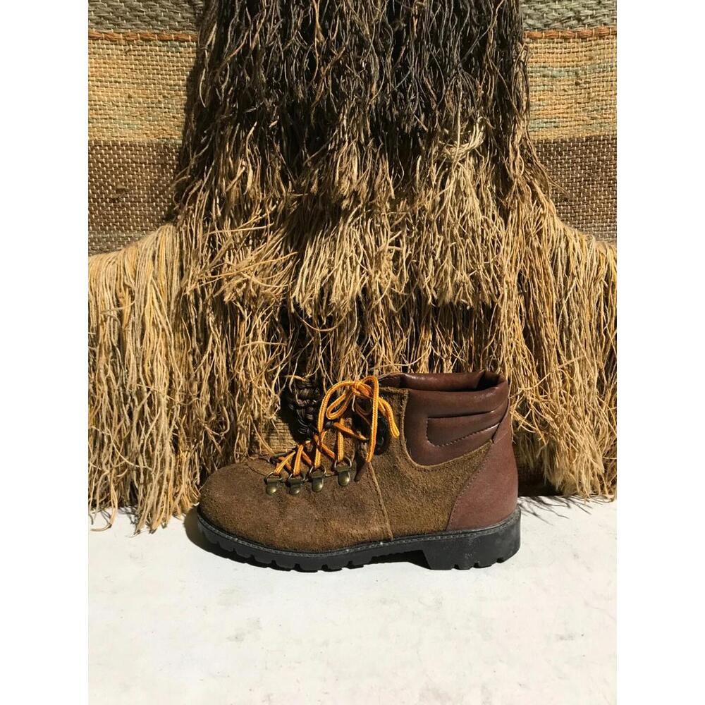 Vintage Boys Youth Brown Leather Lace Up Boots Size 4.5